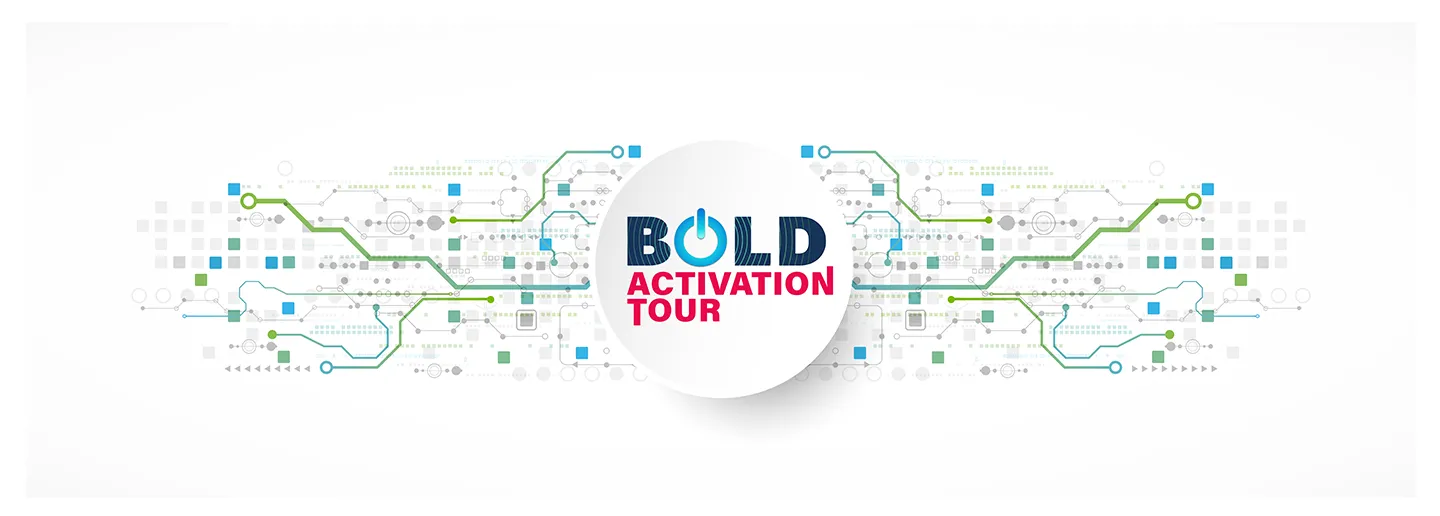 BOLD Activation Tour key visual — circuit linework radiating from the wordmark