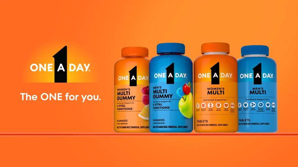 One A Day gummy and tablet lineup key visual